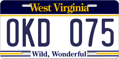 WV license plate OKD075