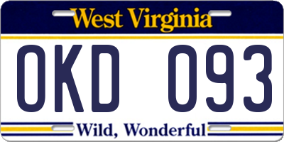 WV license plate OKD093