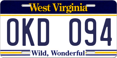 WV license plate OKD094