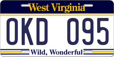 WV license plate OKD095