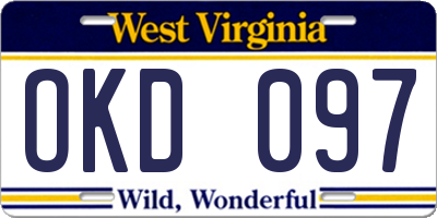 WV license plate OKD097
