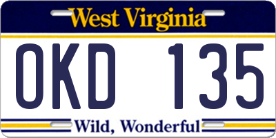 WV license plate OKD135