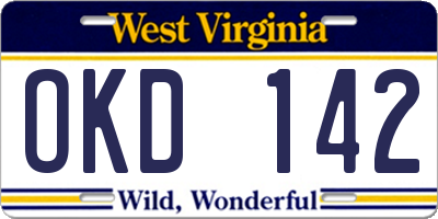 WV license plate OKD142