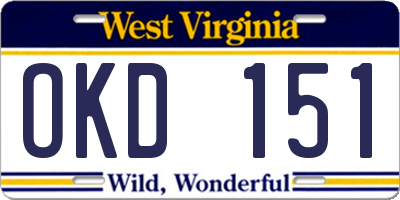 WV license plate OKD151
