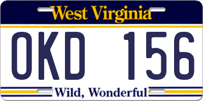 WV license plate OKD156