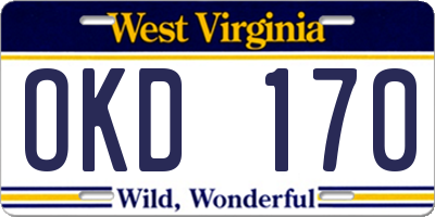WV license plate OKD170