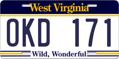 WV license plate OKD171