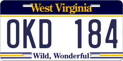 WV license plate OKD184