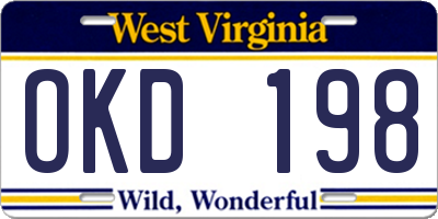 WV license plate OKD198