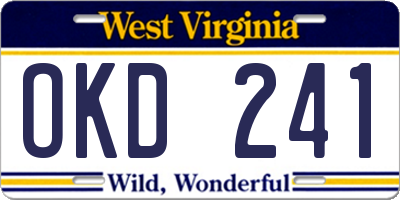 WV license plate OKD241
