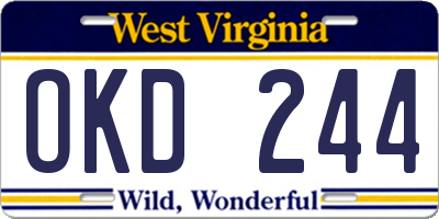 WV license plate OKD244