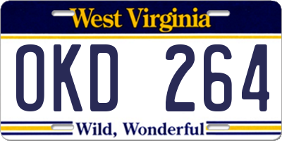 WV license plate OKD264