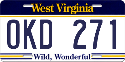 WV license plate OKD271