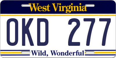 WV license plate OKD277