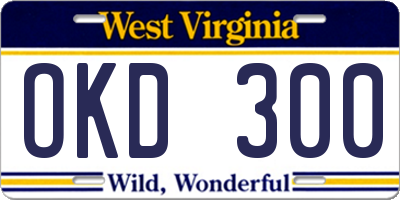 WV license plate OKD300