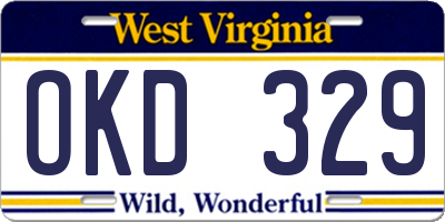 WV license plate OKD329