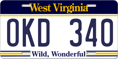 WV license plate OKD340