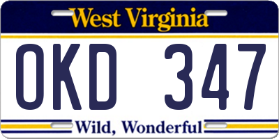WV license plate OKD347