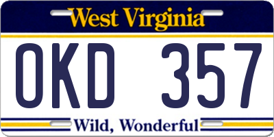WV license plate OKD357