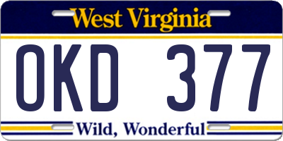 WV license plate OKD377