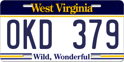 WV license plate OKD379