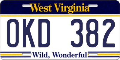 WV license plate OKD382