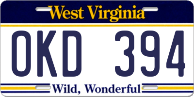 WV license plate OKD394