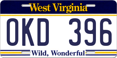 WV license plate OKD396
