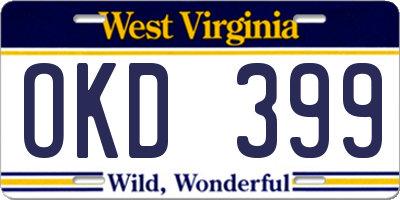 WV license plate OKD399