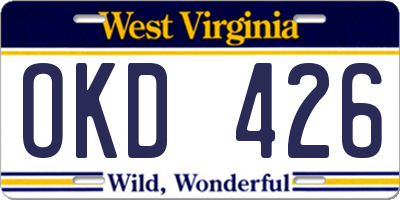 WV license plate OKD426