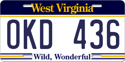 WV license plate OKD436