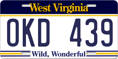 WV license plate OKD439