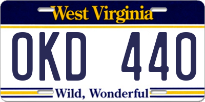 WV license plate OKD440