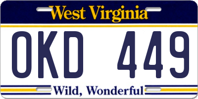 WV license plate OKD449