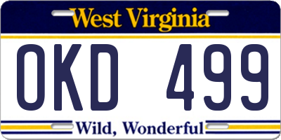 WV license plate OKD499
