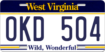 WV license plate OKD504