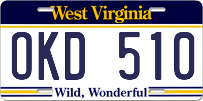 WV license plate OKD510