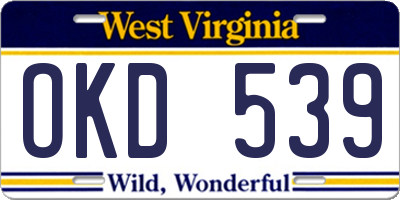 WV license plate OKD539