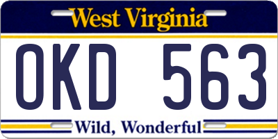 WV license plate OKD563