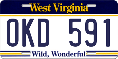 WV license plate OKD591