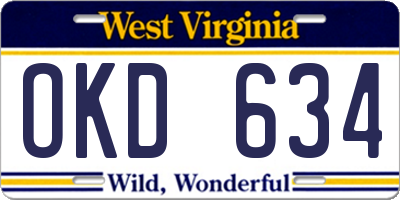 WV license plate OKD634