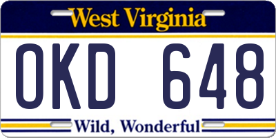 WV license plate OKD648