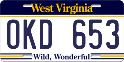 WV license plate OKD653