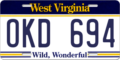 WV license plate OKD694