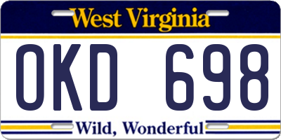 WV license plate OKD698
