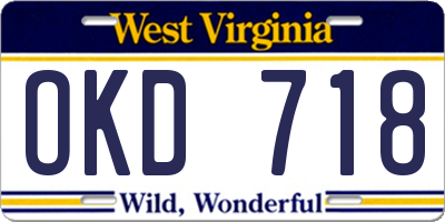 WV license plate OKD718