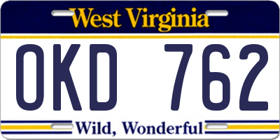 WV license plate OKD762