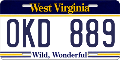 WV license plate OKD889