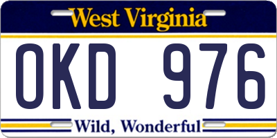 WV license plate OKD976
