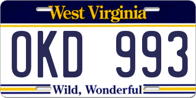 WV license plate OKD993